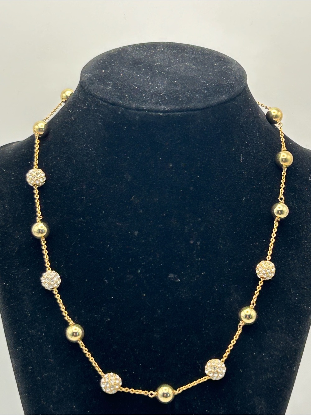 Lauren Ralph Lauren Gold Station Necklace with Crystal Spheres
